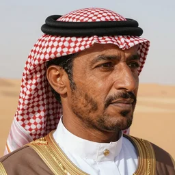detailed photo of an saudi tribesman in tabruk desert, incredibly detailed, highly intricate