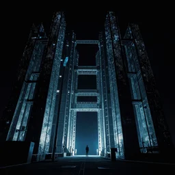 c - beams glittering in the dark near the tannhauser space gate, blade runner, ridley scott, cyberpunk
