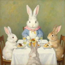 Bunny Family Dinner painting by Gurney
