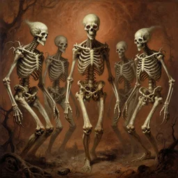 eldritch creatures with surrealistic morphed skeletons, Zdzislaw Beksinski, Wayne Barlowe, Joe Fenton, gothic, cosmic horror, dystopian, biomorphic, lovecraftian, amazing details, warm hue's