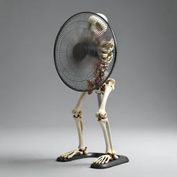 a standing cooling fan made of bones and flesh, 3 d render, unreal engine 5, very detailed
