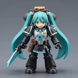 a high quality Warhammer 40k minifigure of Hatsune Miku