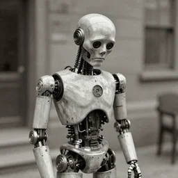early 1900s picture of a sad cyborg