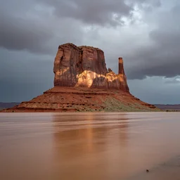 flooding in monument valley on a rainy day
