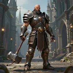 detailed realistic dace full body portrait octane render of a muscular beautiful goliath in daedric - armor, ultra wide shot, battlehammer, poising for the camera, on an medieval gothic street, in the style of greg rutkowski and hans zatzka, digital art, sharp focus, highly realistic