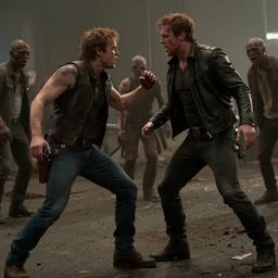 film still of Bucky Barnes fighting zombies in new avengers movie, 4k