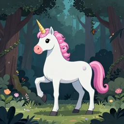 A unicorn in a magical forest, photo