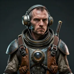 a high quality portrait photo of a space punk explorer, by moebius and geof darrow, photorealistic, 8 k, artstation