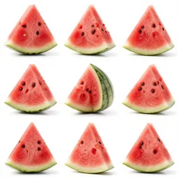 a 3 by 3 array of watermelon photos