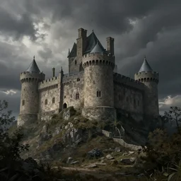 matte painting, castle, dramatic landscape