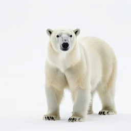 melanistic polar bear, studio photography, full body, isolated on a pure white background, centered, entire subject in frame, sharp focus, soft studio lighting