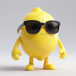 a synthwave lemon character with sunglasses, hyperrealistic, matte painting, 8 k