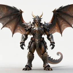 a dragon with feathered wings wearing combat armor, artstation, 4 k