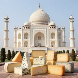 the cheese taj mahal, made of different kinds of cheeses