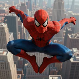 matte painting character portrait of spider man swinging through the air above new york doing an action pose, digital illustration, concept art, digital painting, illustration, amazing value control, 8 k, realistic colors, dramatic lighting, ultra detailed, minimal artifacts, cinematic camera, symmetrical face details, realistic face details, realistic eyes, octane render, rule of thirds, golden ratio