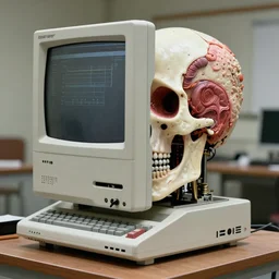 a 1970's supercomputer made of flesh and bones, photograph, realistic