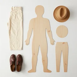 flat lay, knolling of the parts of a human.