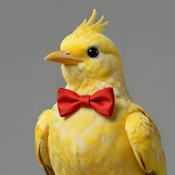 an emperor yellow bird with a red bow tie by jacques-louis david, neoclassical, high quality, detailed, 4k