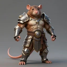 a full body shot of a muscular anthro furry rat wearing a fantasy medieval armor striking a heroic pose, fantasy, artstation, furry art, furaffinity, deviantart, symmetrical, highly detailed, award winning, trending