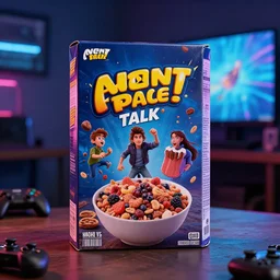 new cereal box that talks about games, gaming, gamer, cinematic lighting