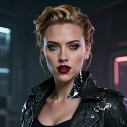 portrait scarlet Johansson as an evil cyborg, cyberpunk, award winning virtual art, gorgeous