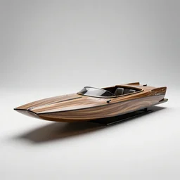 voxel speedboat, studio product photography, isolated on a pure white background, centered, entire object in frame, sharp focus, soft studio lighting