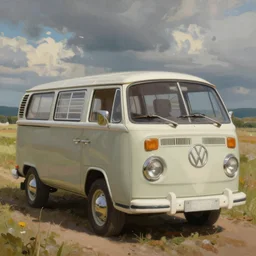 retro painting of a volswagen van, retro style art, trendy on artstation