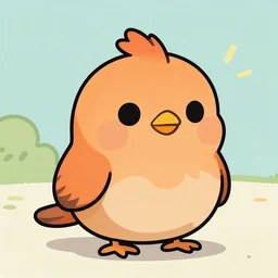 a cute fluffy orange small bird, comic book style