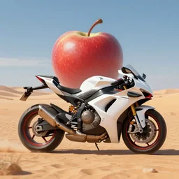 superbike by apple in desert, digital art,ultra realistic,ultra detailed,art by greg rutkowski