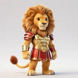 lion with red and gold roman armor and roman skirt, fursona, anthro, young boy, anime key visual, detailed armor, detailed fur, makoto shinkai, portrait