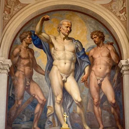 a church mural depicting joe biden as a god, 4 k, highly detailed, painted by michelangelo