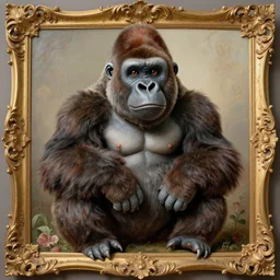 baroque rococo painting posing Fancy Royal Gorilla Greg Hildebrandt Lisa Frank high detail cute whimsical award winning no humans