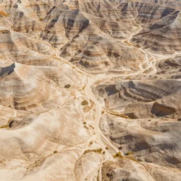 aerial overhead close up shot of beautiful badlands ground in a vector art screen print style