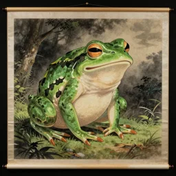 frog yokai, japanese scroll drawing