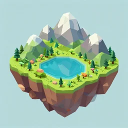 a floating island with lago di sorapis landscape isometric art, low poly art, game art, artstation, 3D render, high detail, cgsociety, octane render, sharp focus, 8k resolution