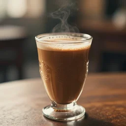 photograph of one!!!! vietnamese egg coffee in ornate!!!! glass cup, cinematic lighting high bokeh, angelic detail