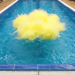 swimming pool with cloud of yellow water