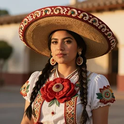 a masterpiece detailed beautiful Mexican Indian female model at golden hour, 8k, UHD