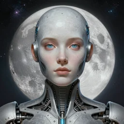 symmetry!! ultra realistic portrait of hal 9 0 0 0!! moon and galaxy in background!, intricate, elegant, highly detailed, digital painting, artstation, concept art, smooth, sharp focus, illustration, art by cgsociety, 8 k