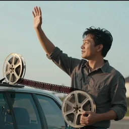 a film strip reel of a man waving his arm from left to right