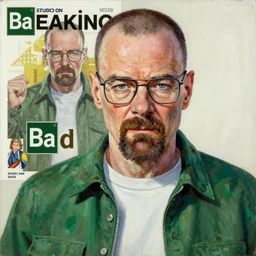 oil painting, yoji shinakawa, studio gainax, walter white on the breaking bad manga cover