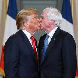 Donald trump French kissing bernie sanders, Peter Morbacher