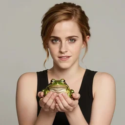 a emma watson holding a frog in her hands, a screenshot by wendy froud, deviantart contest winner, magical realism, movie still, pre - raphaelite, reimagined by industrial light and magic