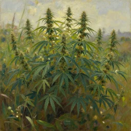 oil painting lanscape by anders zorn, nature, leaf bush, marijuana leaves, cannabis flowers backlight, reflections
