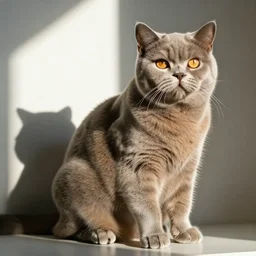 A solid gold British blue shorthair cat