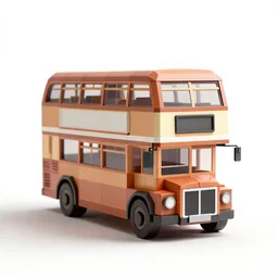 low-poly double decker bus, studio product photography, isolated on a pure white background, centered, entire object in frame, sharp focus, soft studio lighting