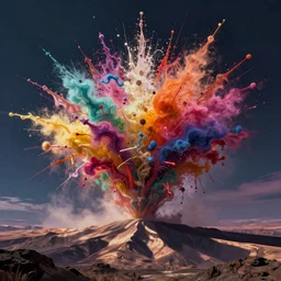 a colorful explosion, color splashes