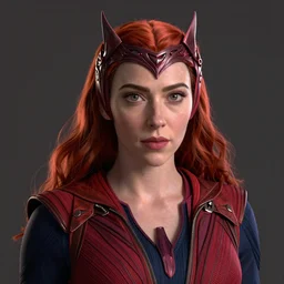 portrait of emma stone as scarlet witch, hyper detailed, digital art, trending in artstation, cinematic lighting, studio quality, smooth render, unreal engine 5 rendered, octane rendered, art style by klimt and nixeu and ian sprigger and wlop and krenz cushart.