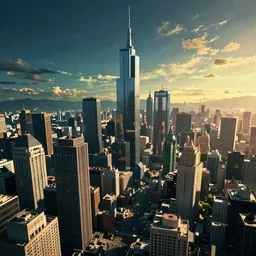 cyberpunk city skyline, super wide angle, high quality, 8 k, high resolution, 4 k, by makoto shinkai, anton fadeev, thomas kinkade, greg rutkowski