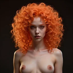 glowwave portrait of curly orange hair devil from doom, au naturel, hyper detailed, digital art, trending in artstation, cinematic lighting, studio quality, smooth render, unreal engine 5 rendered, octane rendered, art style by klimt and nixeu and ian sprigger and wlop and krenz cushart.